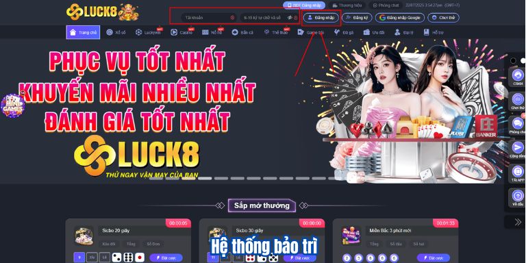 ĐĂNG NHẬP LUCK8 5 Hệ thống bảo trì