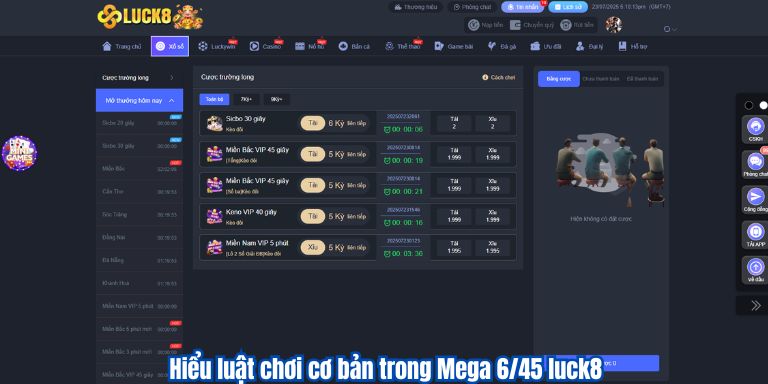 Hiểu luật chơi cơ bản trong Mega 6/45 luck8
