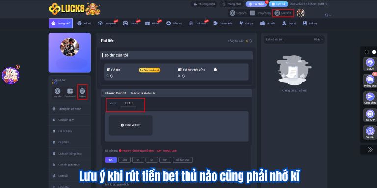 Lưu ý khi rút tiền bet thủ nào cũng phải nhớ kĩ