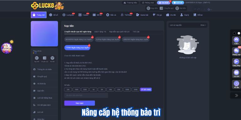 Nâng cấp hệ thống bảo trì