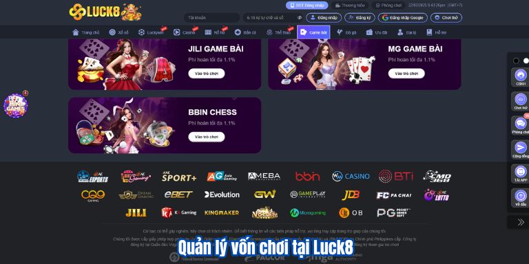 Quản lý vốn chơi tại Luck8